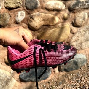 Kids NIKE Pink and Black soccer Shoes